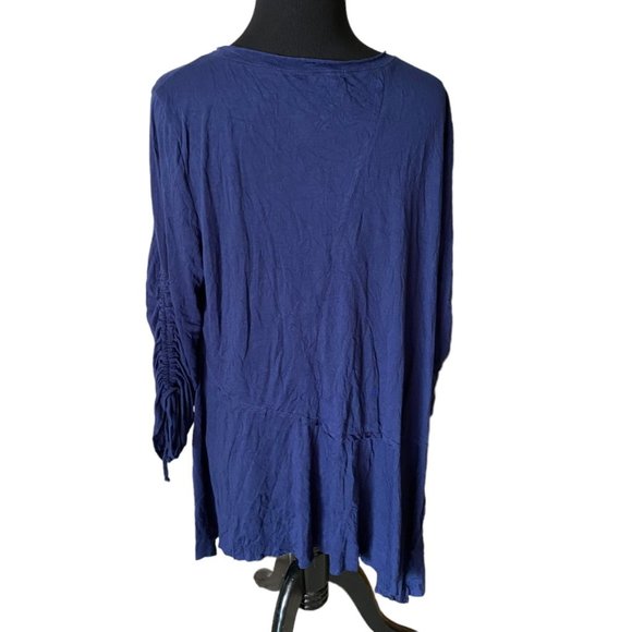 Drapey Deep purple-Blue Soft Jersey oversized top Ruched drawstring sleeves - Picture 11 of 11